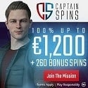 Captain Spins Casino 260 free spins + $1200 welcome bonus