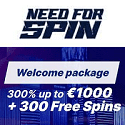 Need For Spin Casino 20 free spins no deposit + €/$1000 welcome bonus + 300 free spins
