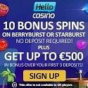 Hello Casino 10 free spins no deposit bonus