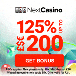 Next Casino 100 free spins and 125% welcome bonus