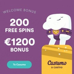 Casumo Casino 200 free spins and and 1200 EUR welcome bonus