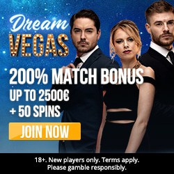 Dream Vegas Casino 50 free spins and €2500 welcome bonus
