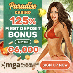 Paradise Casino 50 free spins and 200% up to €10,000 welcome bonus