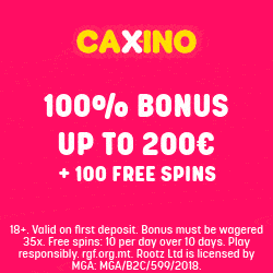 Caxino Casino 100 free spins and 200 EUR/USD welcome bonus