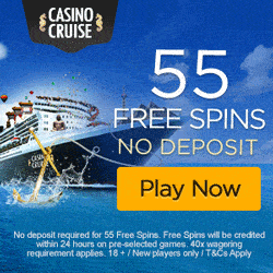 Casino Cruise 55 no deposit free spins and €1000 welcome bonus + 200 gratis spins