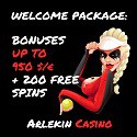 Arlekin Casino 200 free spins and $/€950 welcome bonus
