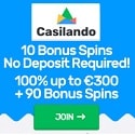 Casilando Casino 10 no deposit free spins plus 100% up to €/$300 Welcome Bonus