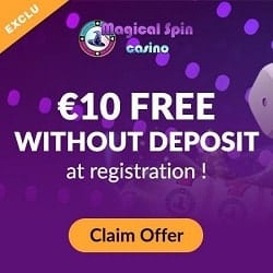 MagicalSpin Casino €/$10 no deposit bonus + €/$3000 welcome bonus + 50 free spins