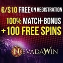 NevadaWin Casino €/$10 no deposit bonus + €/$2000 welcome bonus + 100 free spins