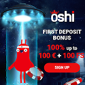 Oshi Casino 20 free spins no deposit + €/$3000 welcome bonus + 250 free spins