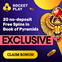 RocketPlay Casino 25 no deposit free spins + €/$1500 + 100 free spins