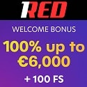 1Red Casino 100 free spins and €/$6000 welcome bonus