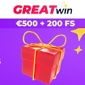 GreatWin Casino 200 free spins and €/$500 welcome bonus