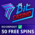 7Bit Casino 50 no deposit free spins + €5000 or 5 BTC welcome bonus + 100 free spins
