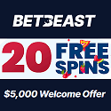 BetBeast Casino 20 free spins no deposit + 100% up to €5000 welcome bonus