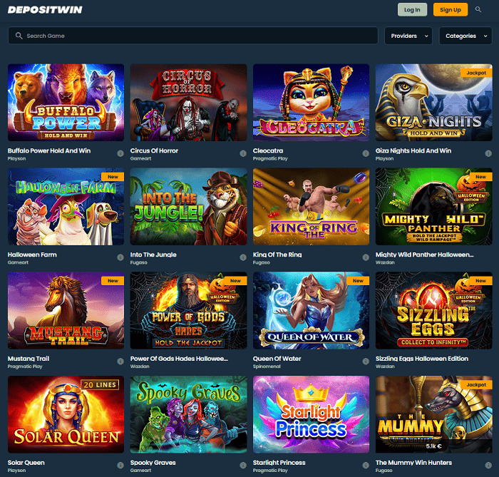 Main Page with Games
