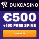 Dux Casino 20 free spins no deposit + 100% up to €500 welcome bonus + 150 free spins. Daily missions, lottery, tournaments, cashback, and VIP program.