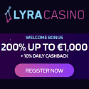 LyraCasino 200% up to €1,000 welcome bonus + 10% daily cashback. Plus, free spins, no deposit bonus, cashback, free bets, sportsbook promotions, tournaments, and VIP program.