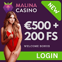 Malina Casino 100% up to €500 welcome bonus plus 200 free spins and 1 Bonus Crab. Plus, no deposit bonuses, free bets, cashback, promo codes, tournaments, and VIP program.