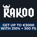 Rakoo Casino 210% Welcome Bonus + 300 Free Spins. Daily Cashback, Monday Free Spins, Tournaments, Loyalty Program, Jackpot Games, and VIP Club.