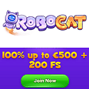 RoboCat Casino and Sportsbook 100% up to €500 welcome bonus plus 200 free spins and 1 free ticket Bonus Crab. Weekly reload, weekend bonus, no deposit free spins, cashback offers, tournaments, accumulator boost, early payout, boosted odds, and VIP rewards.