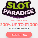 SlotParadise 200% up to €1,000 welcome bonus + 10% daily cashback. Plus, free spins, no deposit bonus, cashback, free bets, sportsbook promotions, tournaments, and VIP program.