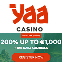 YaaCasino 200% up to €1,000 welcome bonus + 10% daily cashback. Plus, free spins, no deposit bonus, cashback, free bets, sportsbook promotions, tournaments, and VIP program.