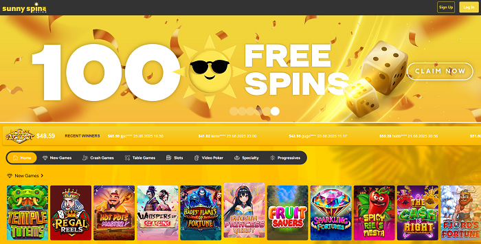 Sunny Spins 100 Free Spins Bonus on RTG Slots 