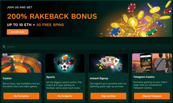 200% Rakeback Bonus for Free Spins at top online casino.
